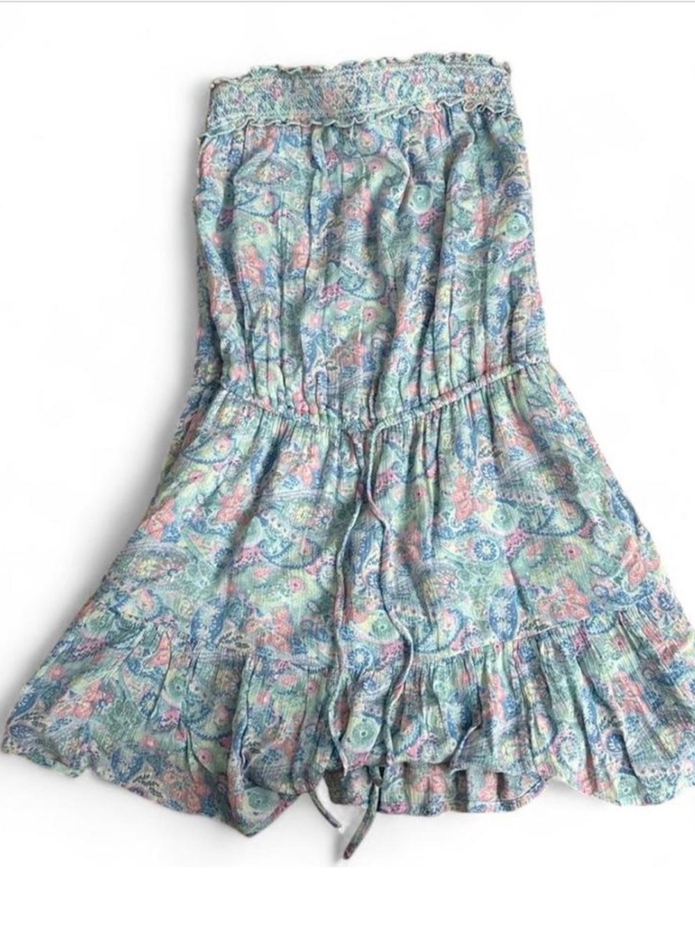 NWT Hollister Strapless Paisley Sundress in Pastel Blue & Pink